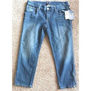 7 For All Mankind Womens Crop Jeans Size 12 Straight Zipper Leg Clark Blue New